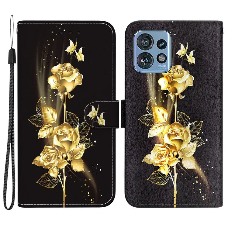For Motorola Edge 40 Pro 5G Case PU Leather Wallet Pattern Phone Cover