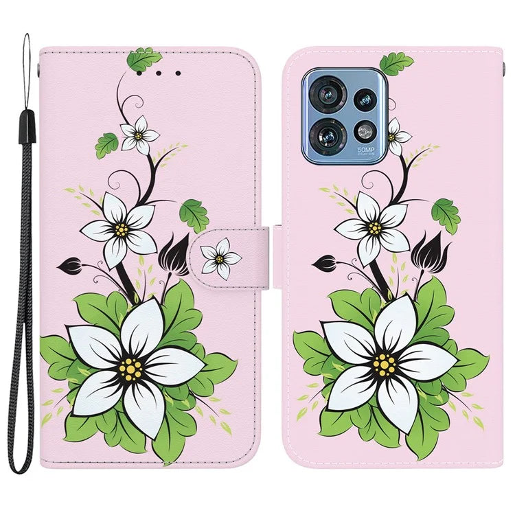 For Motorola Edge 40 Pro 5G Case PU Leather Wallet Pattern Phone Cover