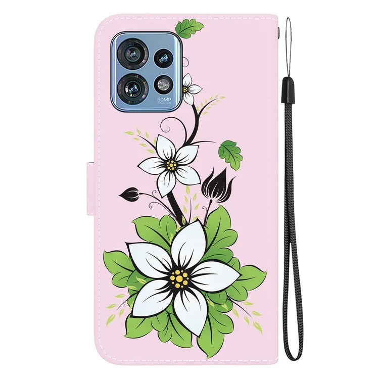 For Motorola Edge 40 Pro 5G Case PU Leather Wallet Pattern Phone Cover