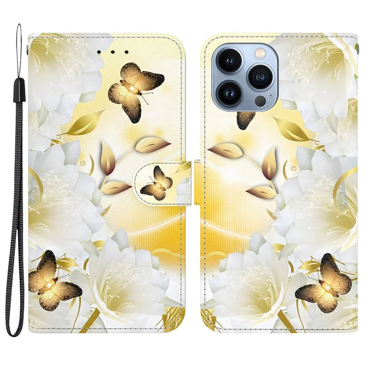 For iPhone 15 Pro Max Wallet Case PU Leather Pattern Magnetic Flip Phone Cover