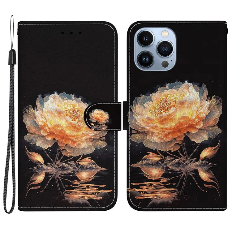 For iPhone 15 Pro Max Wallet Case PU Leather Pattern Magnetic Flip Phone Cover