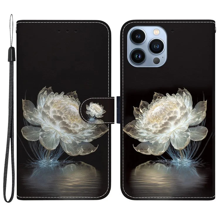 For iPhone 15 Pro Max Wallet Case PU Leather Pattern Magnetic Flip Phone Cover