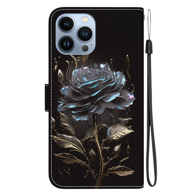 For iPhone 15 Pro Max Wallet Case PU Leather Pattern Magnetic Flip Phone Cover