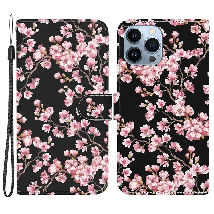For iPhone 15 Pro Max Wallet Case PU Leather Pattern Magnetic Flip Phone Cover