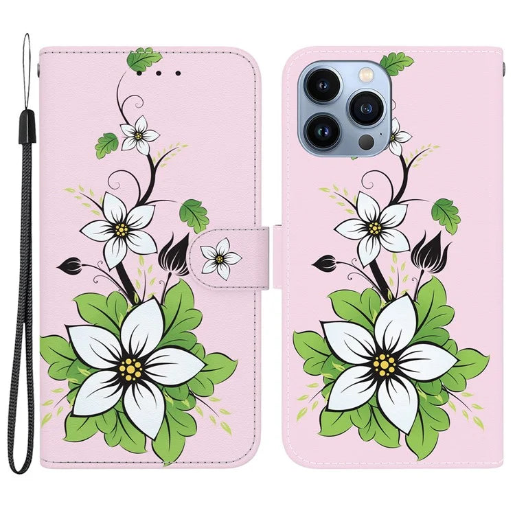 For iPhone 15 Pro Max Wallet Case PU Leather Pattern Magnetic Flip Phone Cover