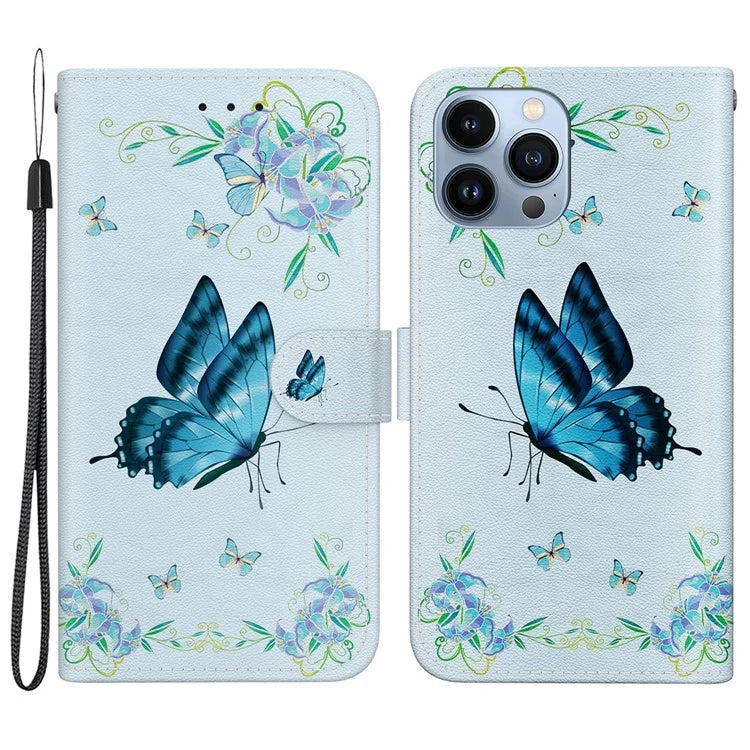 For iPhone 15 Pro Max Wallet Case PU Leather Pattern Magnetic Flip Phone Cover