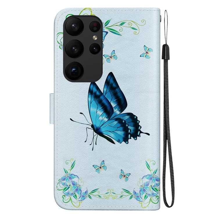 For Samsung Galaxy S23 Ultra Case PU Leather Pattern Flip Folio Phone Cover
