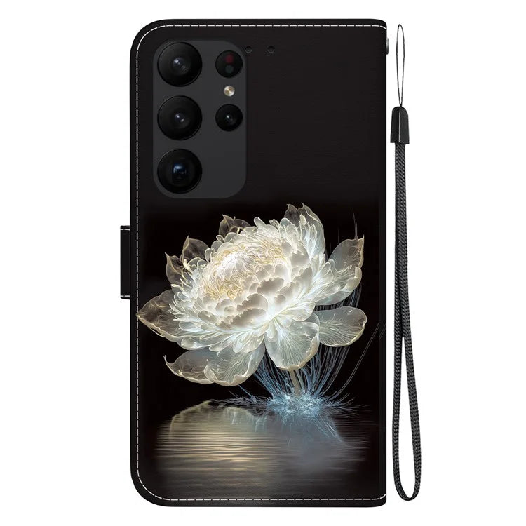 For Samsung Galaxy S23 Ultra Case PU Leather Pattern Flip Folio Phone Cover