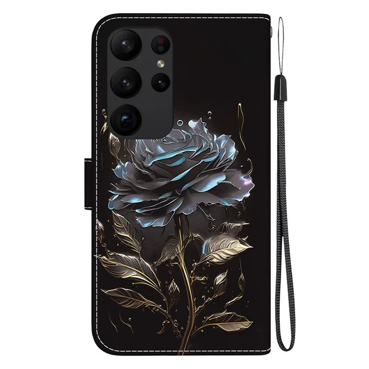 For Samsung Galaxy S23 Ultra Case PU Leather Pattern Flip Folio Phone Cover