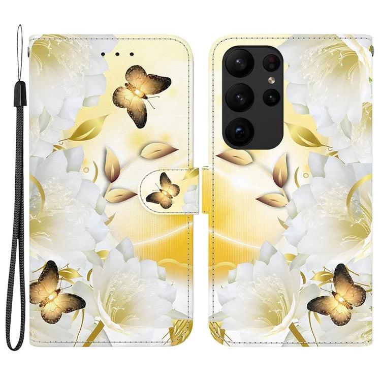 For Samsung Galaxy S23 Ultra Case PU Leather Pattern Flip Folio Phone Cover