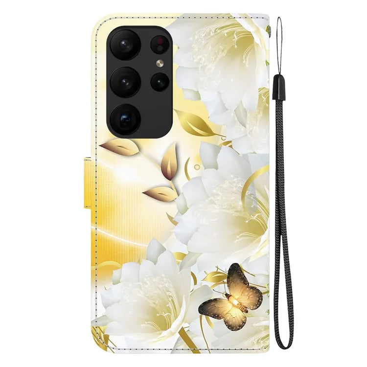 For Samsung Galaxy S23 Ultra Case PU Leather Pattern Flip Folio Phone Cover