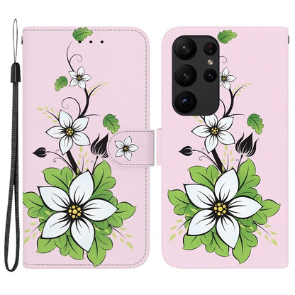 For Samsung Galaxy S23 Ultra Case PU Leather Pattern Flip Folio Phone Cover