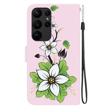 For Samsung Galaxy S23 Ultra Case PU Leather Pattern Flip Folio Phone Cover