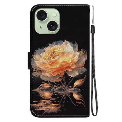 For iPhone 15 PU Leather Case Pattern Wallet Folio Phone Cover