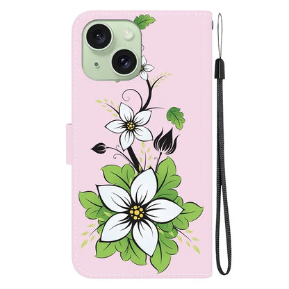 For iPhone 15 PU Leather Case Pattern Wallet Folio Phone Cover