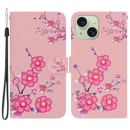 For iPhone 15 PU Leather Case Pattern Wallet Folio Phone Cover