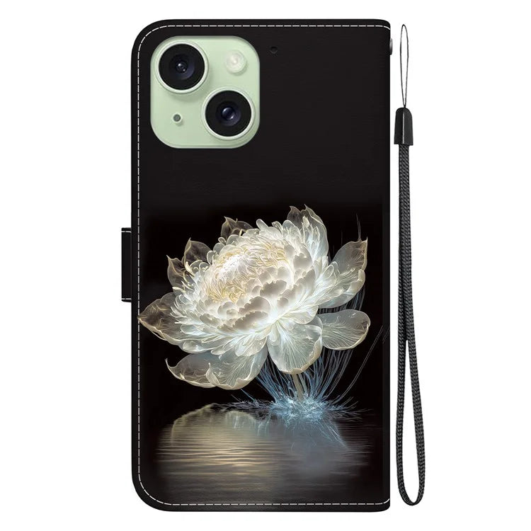 For iPhone 15 Plus Phone Case PU Leather Wallet Magnetic Folio Cover