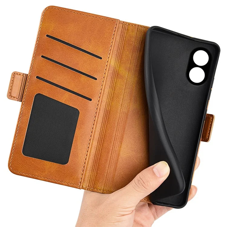 For Oppo A38 4G Case Drop Protection Calf Texture Phone Cover Leather Wallet Stand Shell