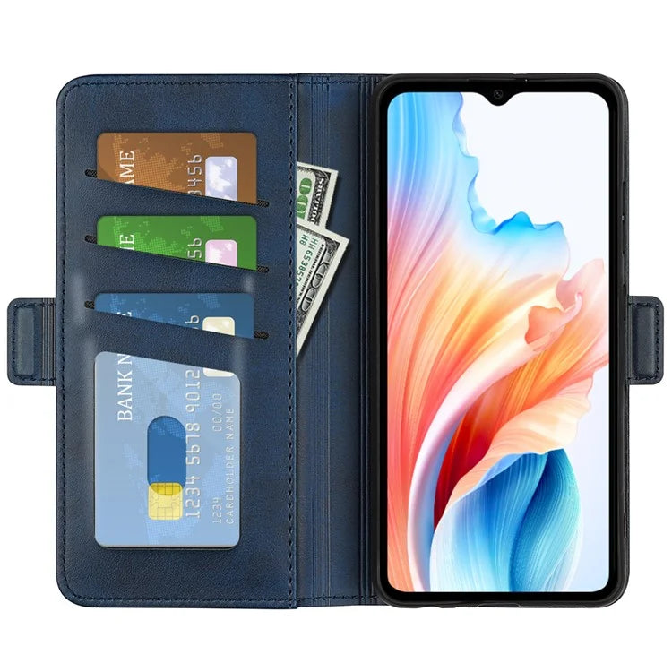 For Oppo A38 4G Case Drop Protection Calf Texture Phone Cover Leather Wallet Stand Shell