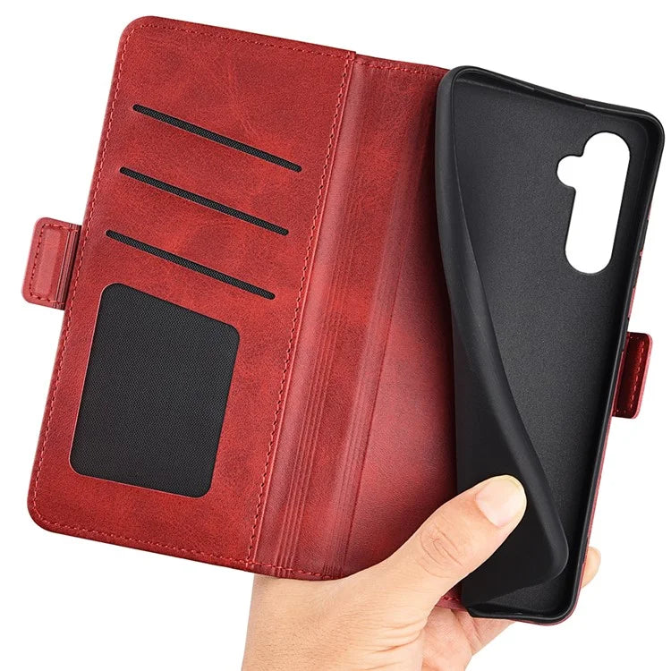 For Samsung Galaxy A25 5G (Global) (161.0 x 76.5 x 8.3mm) Case Wallet Calf Texture Phone Cover PU Leather Stand Flip Shell