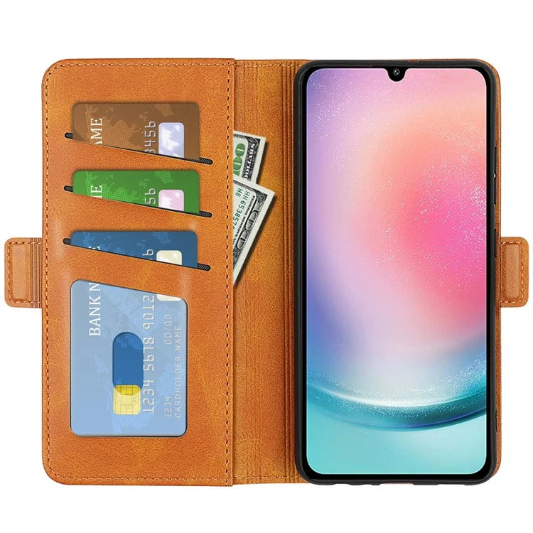 For Samsung Galaxy A25 5G (Global) (161.0 x 76.5 x 8.3mm) Case Wallet Calf Texture Phone Cover PU Leather Stand Flip Shell
