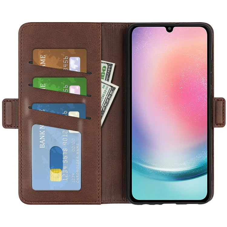 For Samsung Galaxy A25 5G (Global) (161.0 x 76.5 x 8.3mm) Case Wallet Calf Texture Phone Cover PU Leather Stand Flip Shell