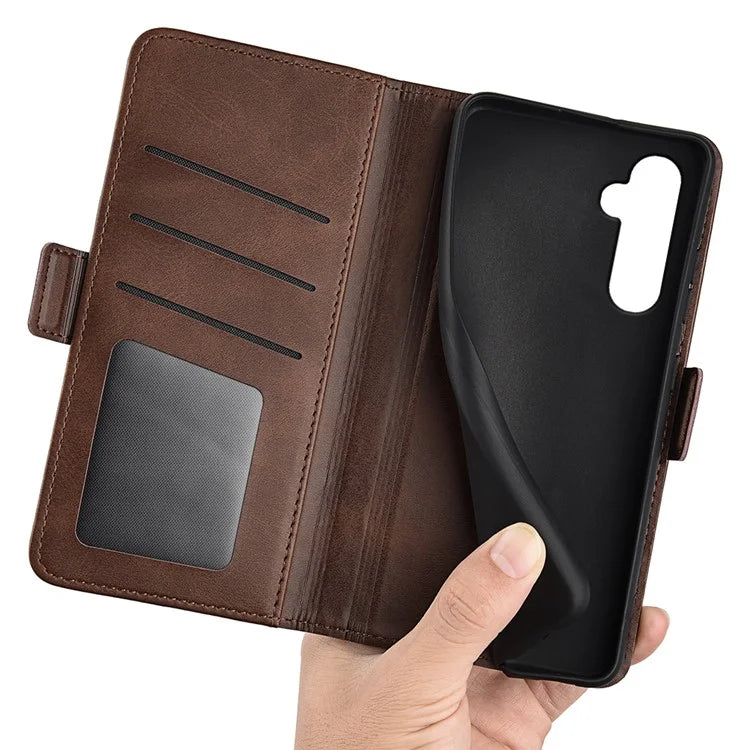 For Samsung Galaxy A25 5G (Global) (161.0 x 76.5 x 8.3mm) Case Wallet Calf Texture Phone Cover PU Leather Stand Flip Shell
