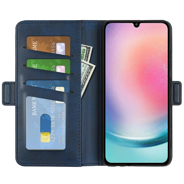 For Samsung Galaxy A25 5G (Global) (161.0 x 76.5 x 8.3mm) Case Wallet Calf Texture Phone Cover PU Leather Stand Flip Shell