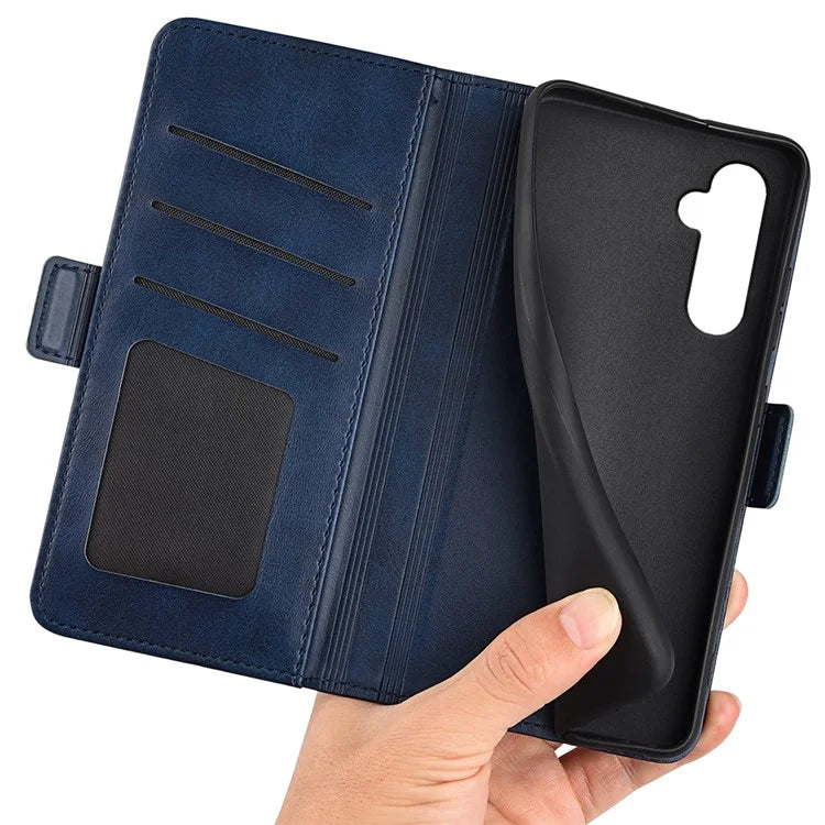 For Samsung Galaxy A25 5G (Global) (161.0 x 76.5 x 8.3mm) Case Wallet Calf Texture Phone Cover PU Leather Stand Flip Shell