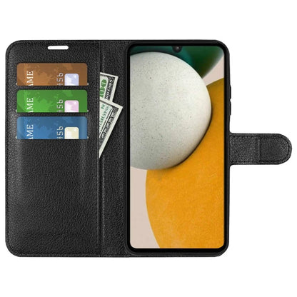 For Samsung Galaxy A15 5G Case Slim-Fit Litchi Texture Stand Wallet Phone Cover PU Leather Shell