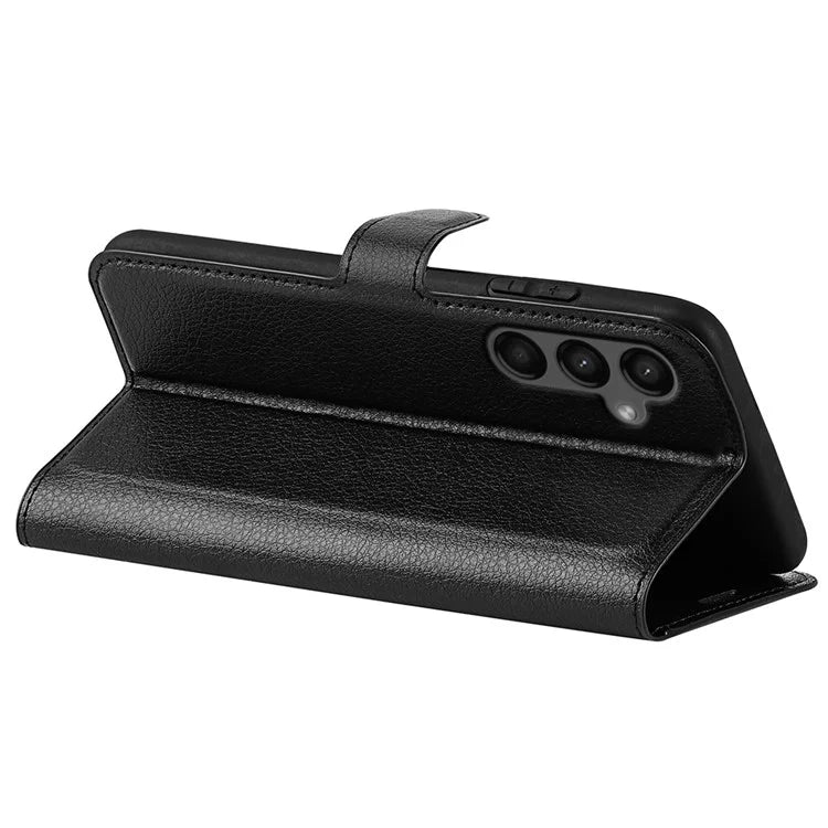 For Samsung Galaxy A15 5G Case Slim-Fit Litchi Texture Stand Wallet Phone Cover PU Leather Shell