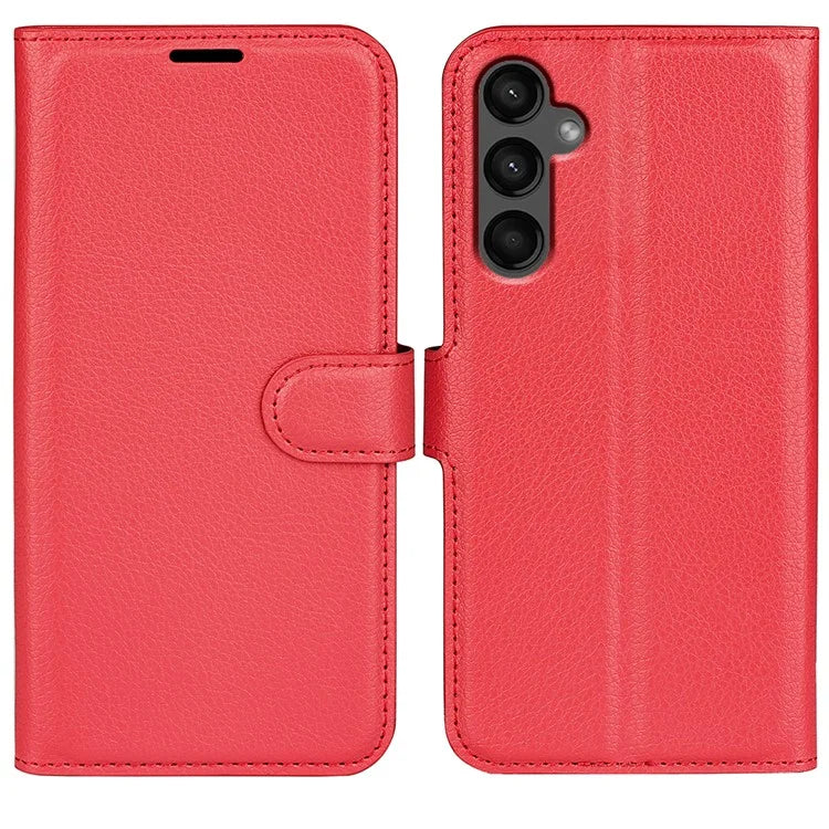 For Samsung Galaxy A15 5G Case Slim-Fit Litchi Texture Stand Wallet Phone Cover PU Leather Shell