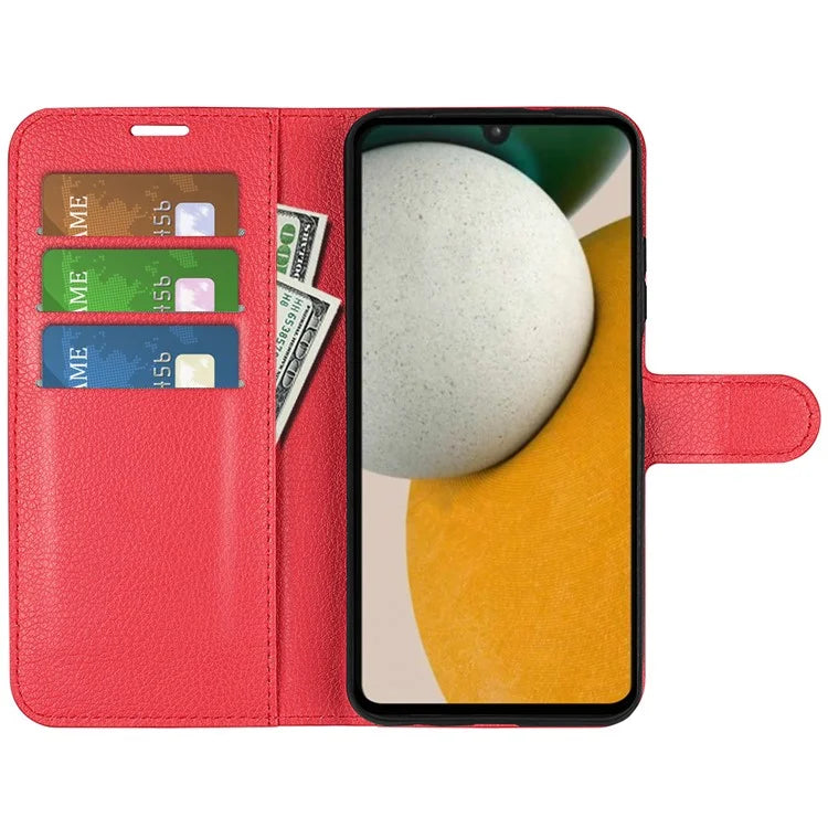 For Samsung Galaxy A15 5G Case Slim-Fit Litchi Texture Stand Wallet Phone Cover PU Leather Shell