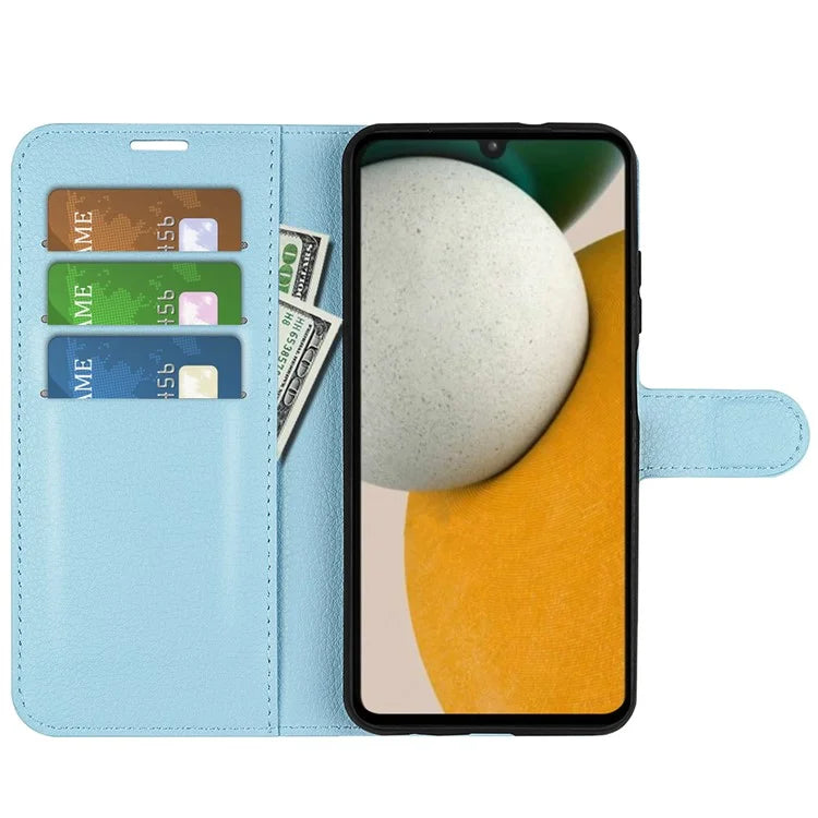 For Samsung Galaxy A15 5G Case Slim-Fit Litchi Texture Stand Wallet Phone Cover PU Leather Shell