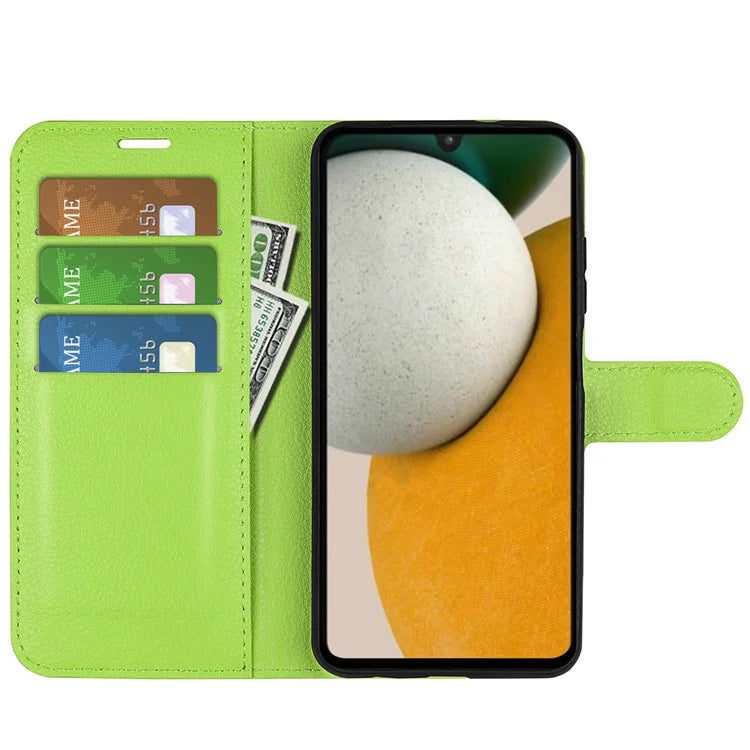 For Samsung Galaxy A15 5G Case Slim-Fit Litchi Texture Stand Wallet Phone Cover PU Leather Shell