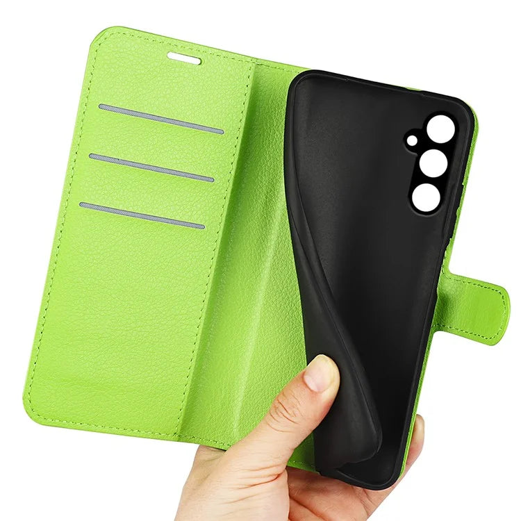 For Samsung Galaxy A15 5G Case Slim-Fit Litchi Texture Stand Wallet Phone Cover PU Leather Shell