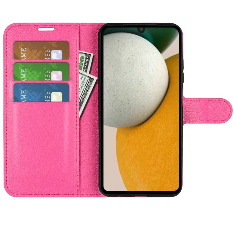 For Samsung Galaxy A15 5G Case Slim-Fit Litchi Texture Stand Wallet Phone Cover PU Leather Shell