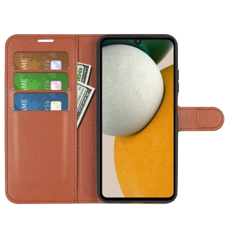For Samsung Galaxy A15 5G Case Slim-Fit Litchi Texture Stand Wallet Phone Cover PU Leather Shell