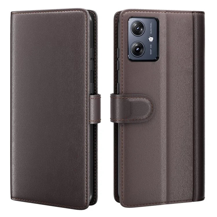 For Motorola Moto G54 5G Case Anti-Scratch Genuine Split Leather Wallet Stand Phone Protector