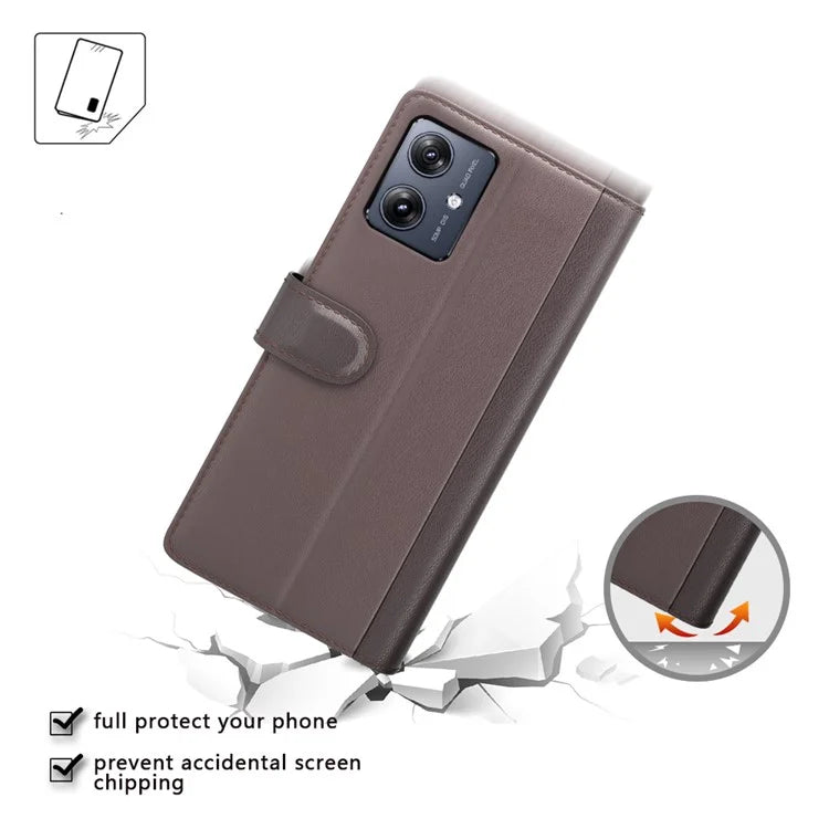 For Motorola Moto G54 5G Case Anti-Scratch Genuine Split Leather Wallet Stand Phone Protector