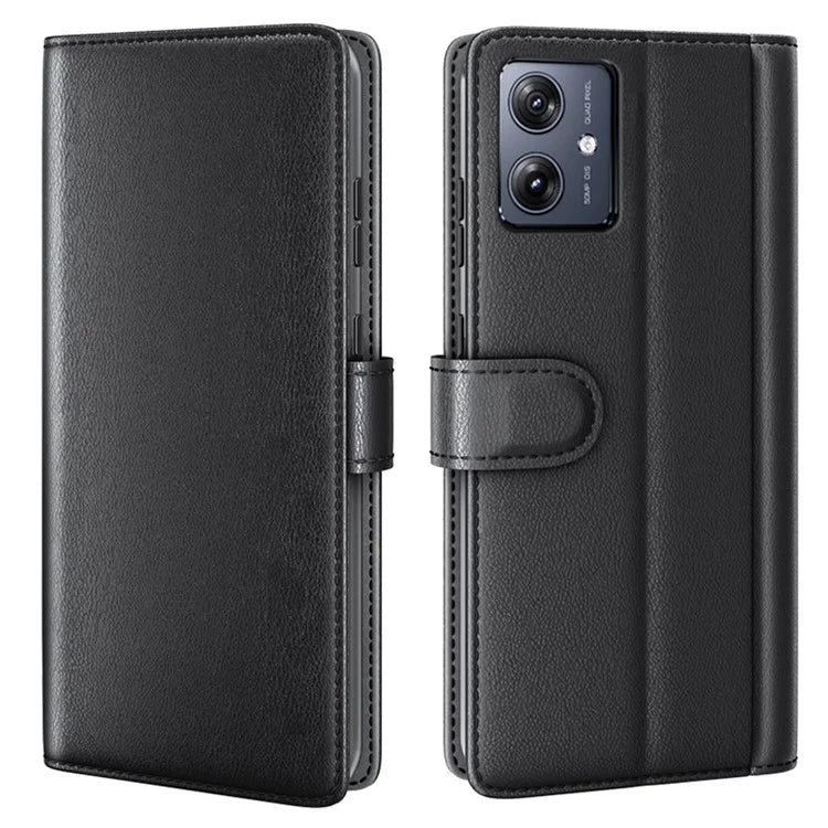 For Motorola Moto G54 5G Case Anti-Scratch Genuine Split Leather Wallet Stand Phone Protector