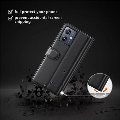 For Motorola Moto G54 5G Case Anti-Scratch Genuine Split Leather Wallet Stand Phone Protector