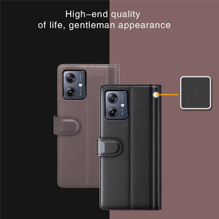 For Motorola Moto G54 5G Case Anti-Scratch Genuine Split Leather Wallet Stand Phone Protector