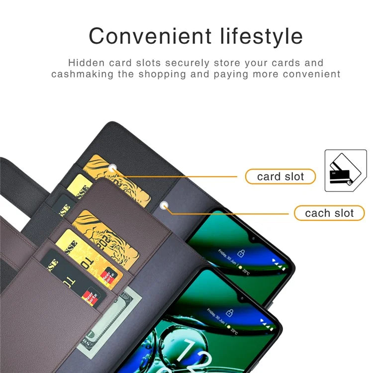 For Nokia G42 Cell Phone Cover Dustproof Genuine Split Leather Wallet Stand Phone Shell