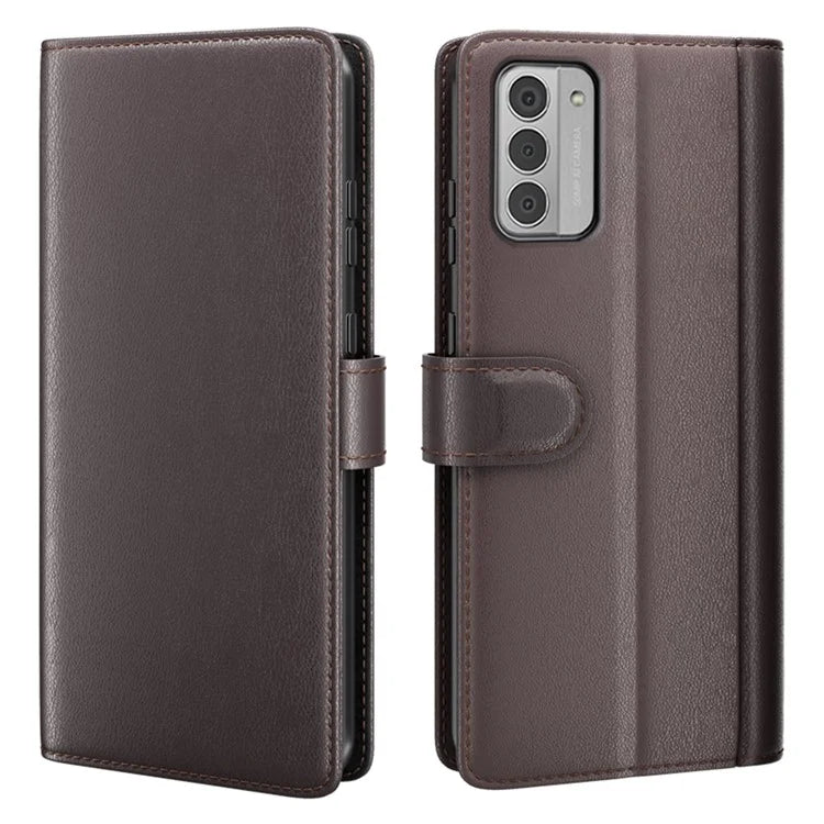 For Nokia G42 Cell Phone Cover Dustproof Genuine Split Leather Wallet Stand Phone Shell