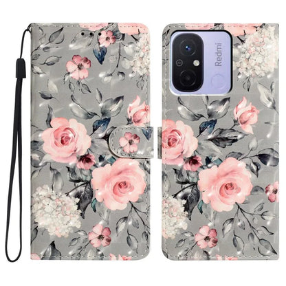 For Xiaomi Redmi 12C 4G Case 3D Pattern Printing PU Phone Cover with Wallet