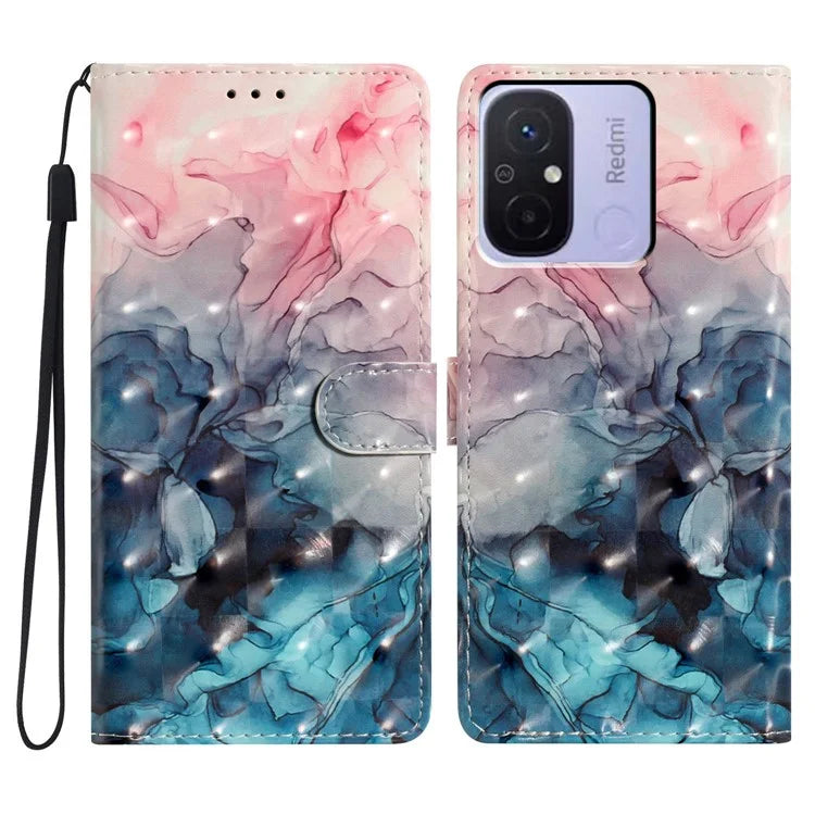 For Xiaomi Redmi 12C 4G Case 3D Pattern Printing PU Phone Cover with Wallet