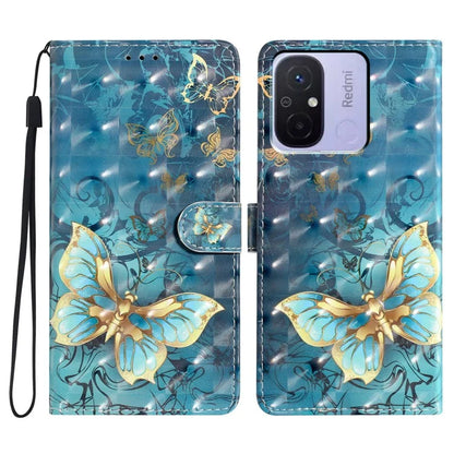 For Xiaomi Redmi 12C 4G Case 3D Pattern Printing PU Phone Cover with Wallet