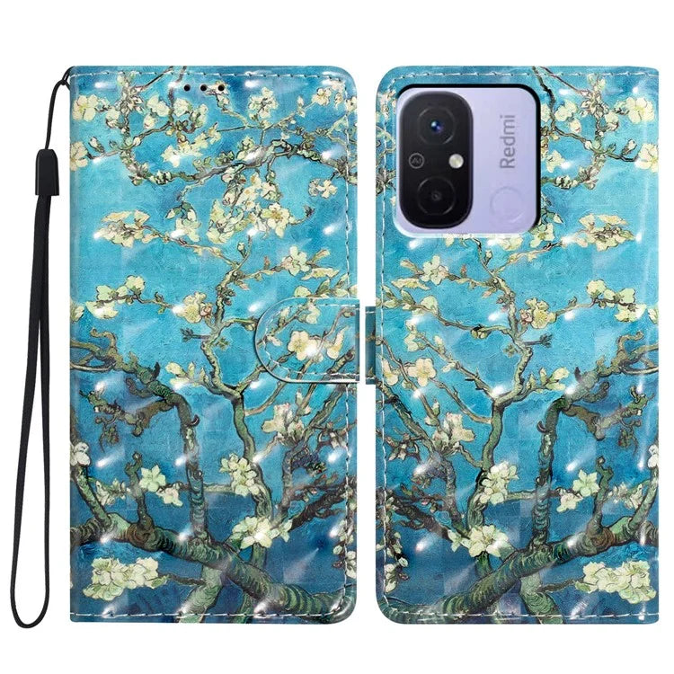 For Xiaomi Redmi 12C 4G Case 3D Pattern Printing PU Phone Cover with Wallet