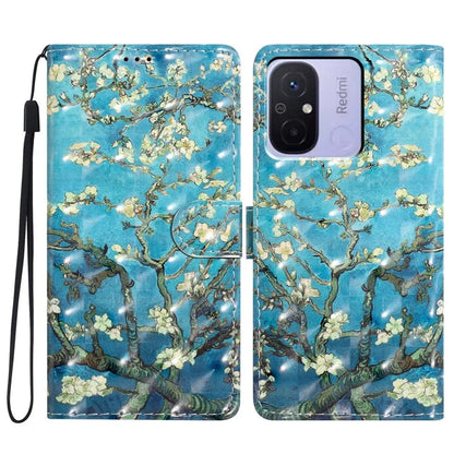 For Xiaomi Redmi 12C 4G Case 3D Pattern Printing PU Phone Cover with Wallet
